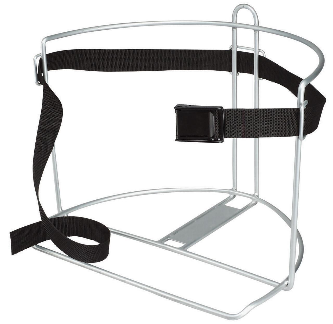 Heavy-Duty Gray Metal Cooler Rack with Adjustable Strap