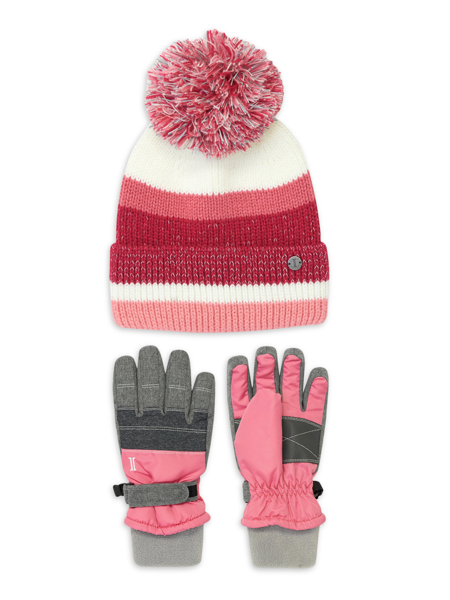 Igloos Girls Performance Reflective Pom Beanie and Ski Glove 2 Piece