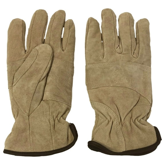 Igloos Mens Camel Tan Suede Leather Gloves Fleece Lined & Insulated Medium