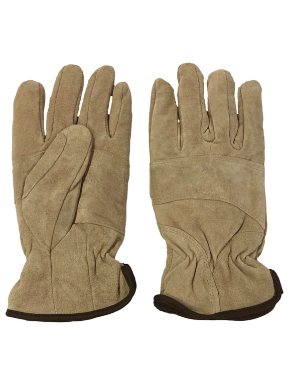 s Mens Camel Tan Suede Leather Gloves Fleece Lined & Insulated Medium