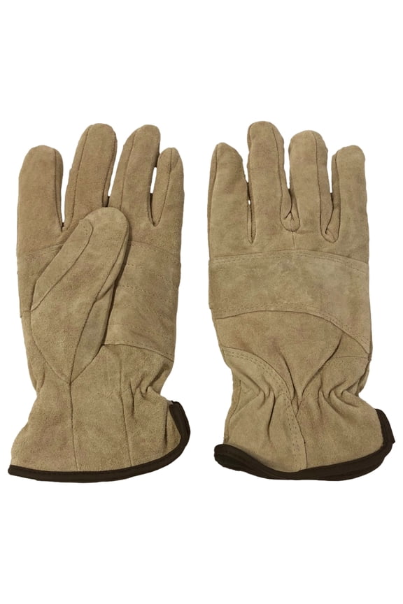 s Mens Camel Tan Suede Leather Gloves Fleece Lined & Insulated Medium