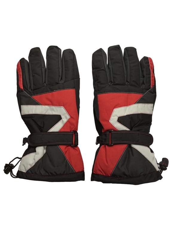 s Mens Insulated Black & Red Water Reistant Snow & Ski Winter Gloves L/XL