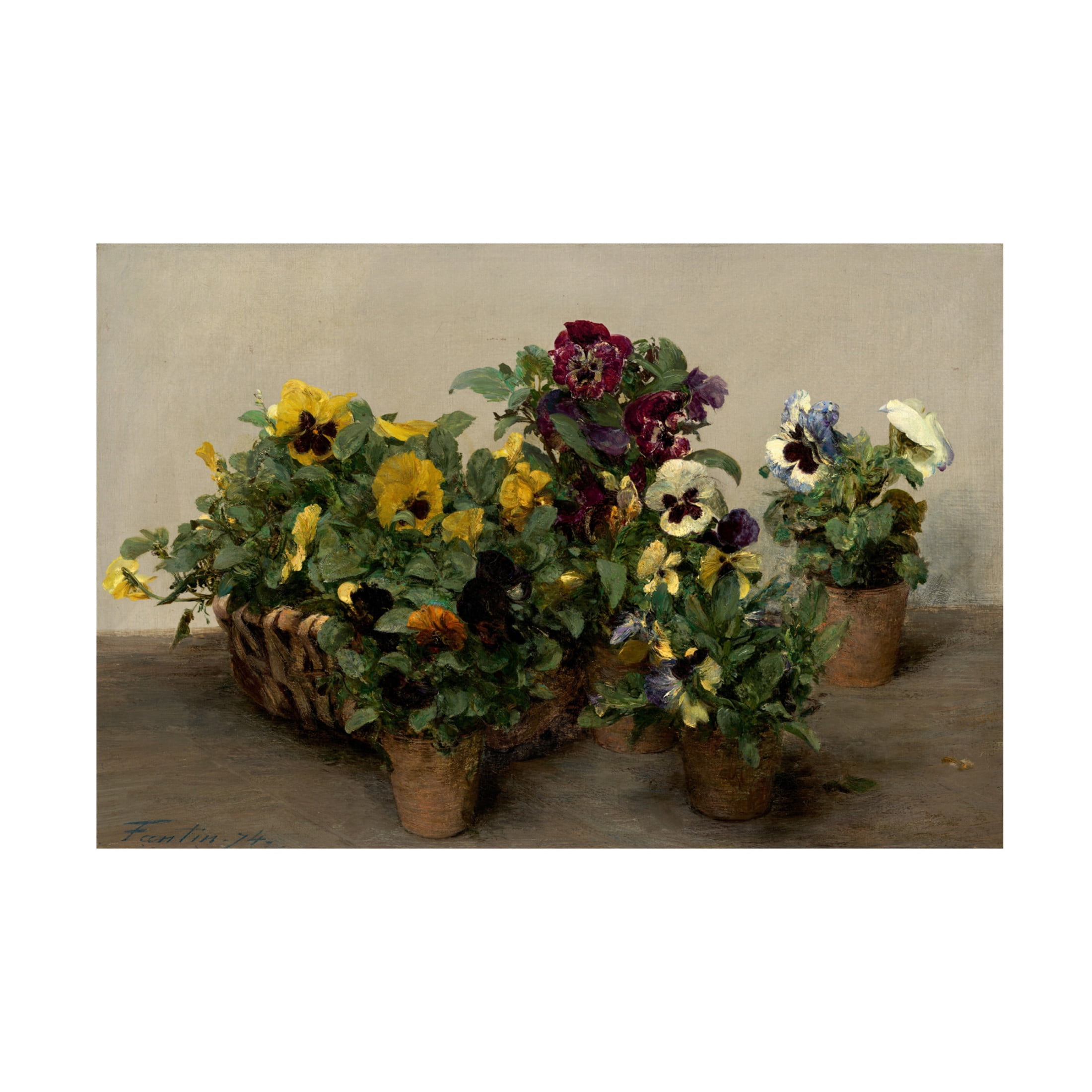 Ignace Henri Jean Fantin-Latour 'Pansies, 1874' Canvas Art - 19 x 12 Inches