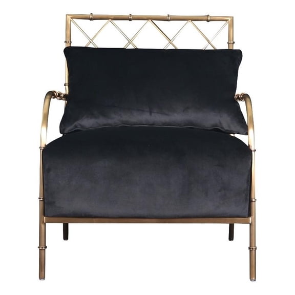 Ignacio - Glam Black Velvet & Gold Accent Chair