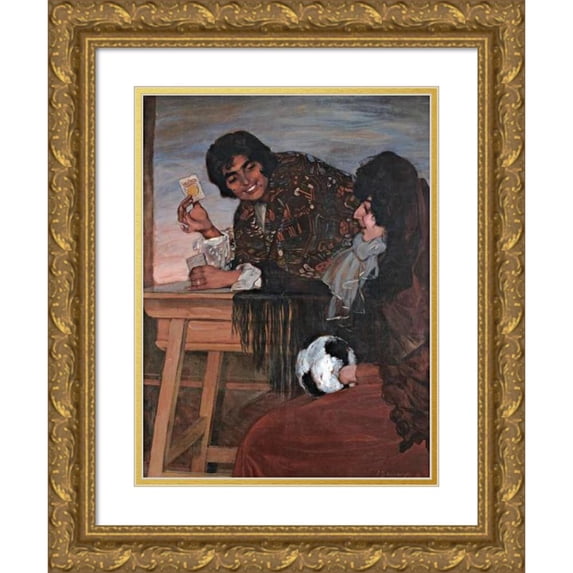 Ignacio Zuloaga 12x14 Gold Ornate Wood Frame and Double Matted Museum Art Print Titled - The Best Luck (Good Fortune)