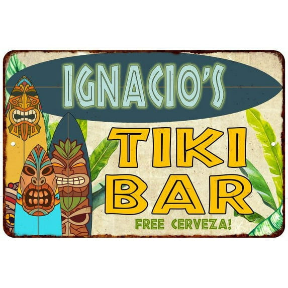 Ignacio's TIKI BAR Island Sign Metal Wall Decor 8 x 12 High Gloss Metal 208120058222
