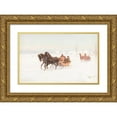 thumbnail image 1 of Ignacy Zygmuntowicz 18x12 Gold Ornate Wood Frame and Double Matted Museum Art Print Titled - Sleights in Snowy Landscape, 1 of 4