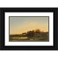 thumbnail image 1 of Ignaz Raffalt 14x11 Black Ornate Wood Framed Double Matted Museum Art Print Titled: Angler in the Evening Light by the Castle Pond, 1 of 5