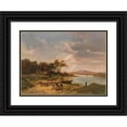 thumbnail image 1 of Ignaz Raffalt 18x14 Black Ornate Wood Framed Double Matted Museum Art Print Titled - Boatbuilders on the Riverbank (1848), 1 of 5