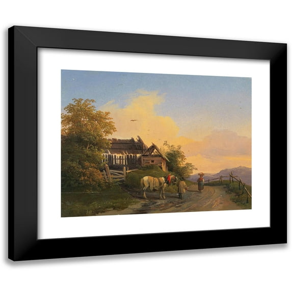 Ignaz Raffalt 24x20 Black Modern Framed Museum Art Print Titled - Returning Home at Dusk