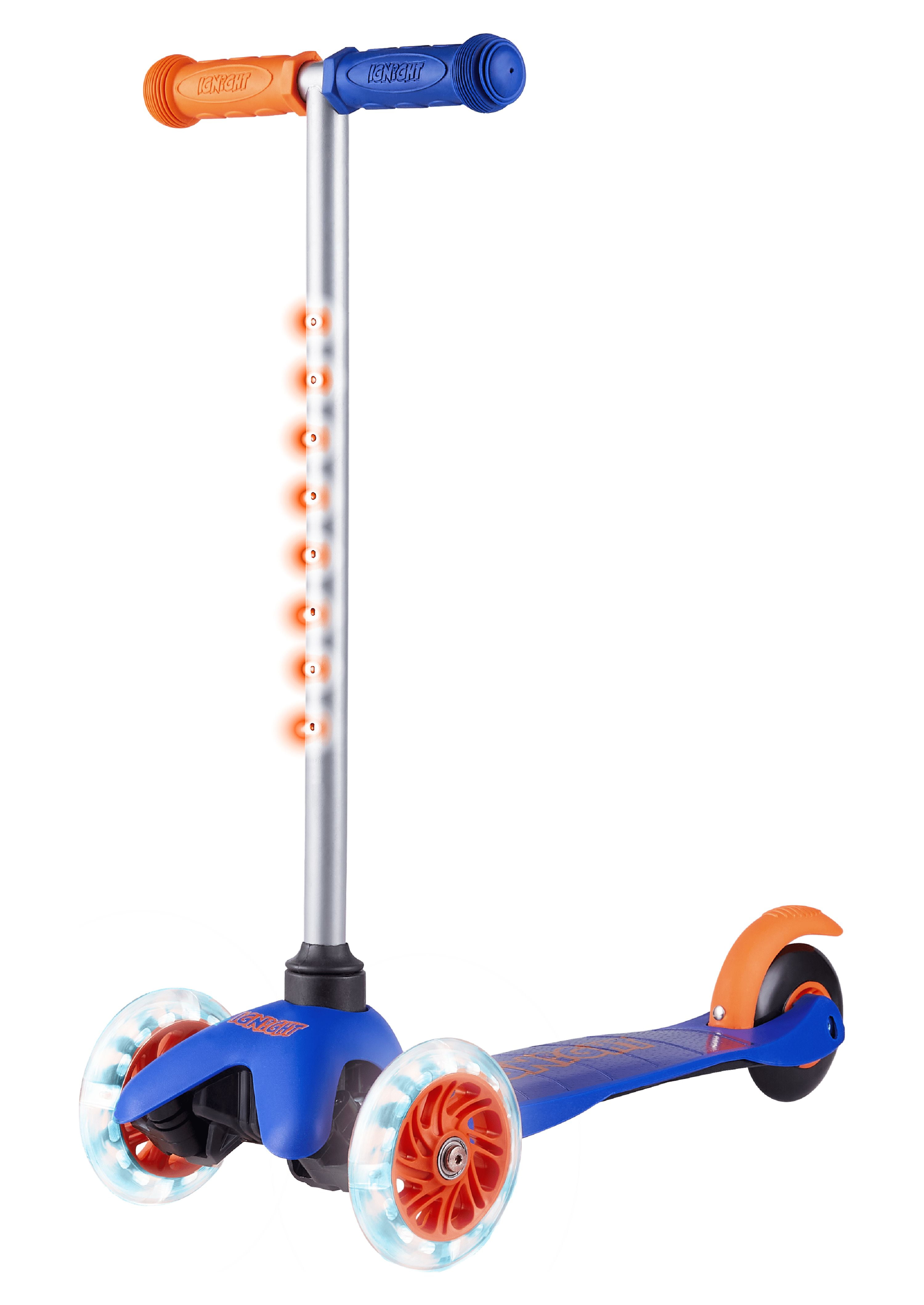 Ignight 3 Wheel Blue Scooter, Light Up Wheels and T-Bar, Unisex
