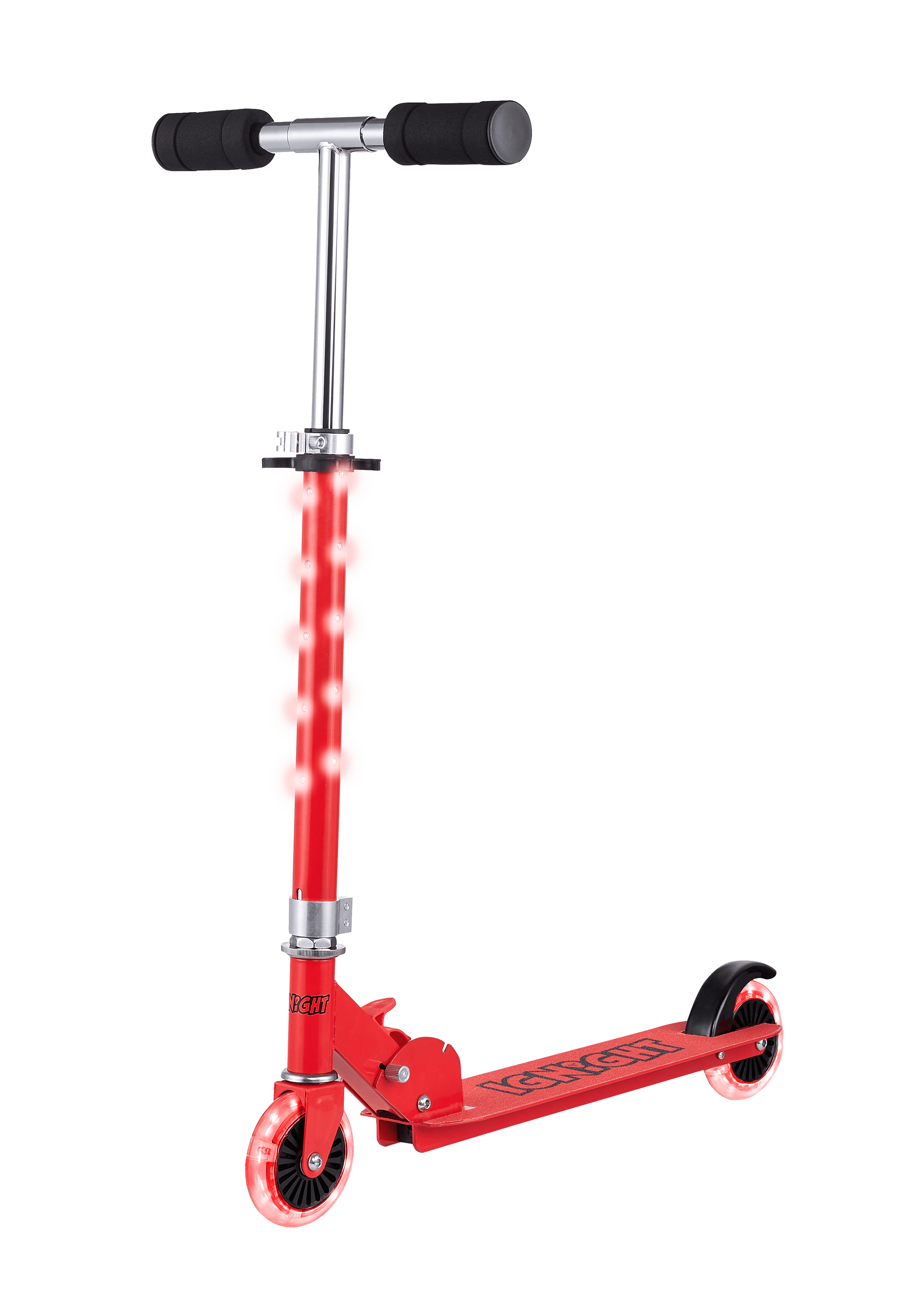 Ignight Kick Scooter with Light Up Wheels and Stem, Red Scooter for