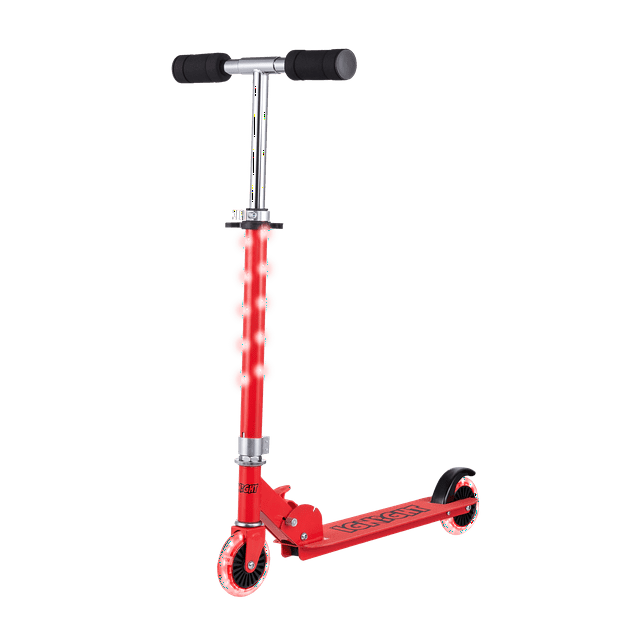 Ignight Kick Scooter with Light Up Wheels and Stem, Red Scooter for