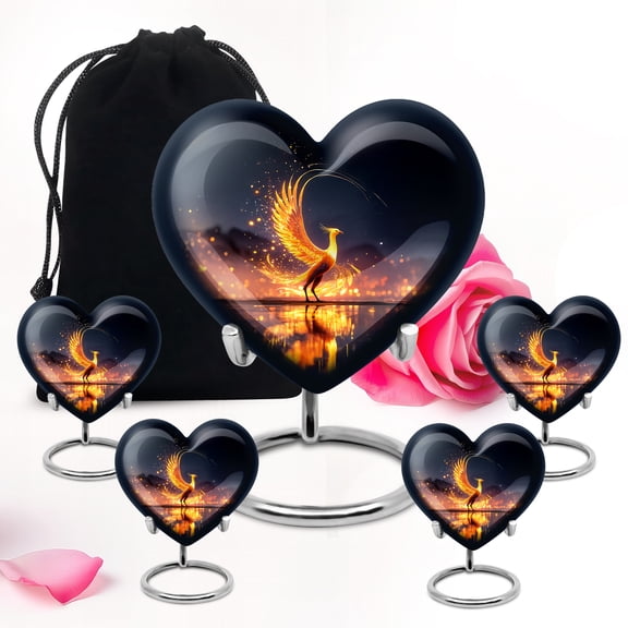 Ignis Phoenix Phoenix Mini Urns For Human Ashes Adult Mom - Funeral Large Urn For Ashes Adult Male - Handcrafted Urn For Burial - Cremation Urns For Decorative - 10Inch And 3Inch