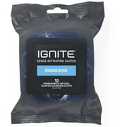 Ignite Mens Body Wet Wipes, Extra Thick 8x 8 Shower Wipes, Energizing Scent, 10 Count