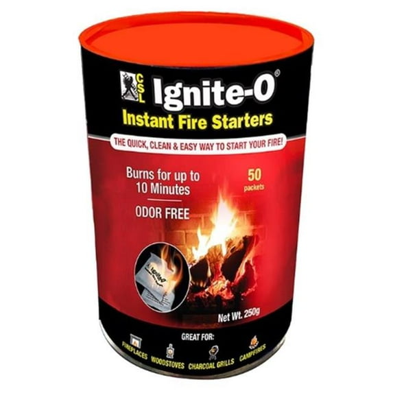 Ignite-O 10 Minutes CSL Wood Fiber Fire Starter Packets - Pack of 50
