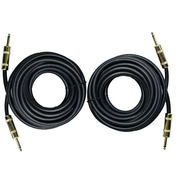 Ignite Pro 2X 1/4" to 1/4" 25 Ft. True 12 Gauge Wire AWG DJ/Pro Audio Speaker Cable, Pair