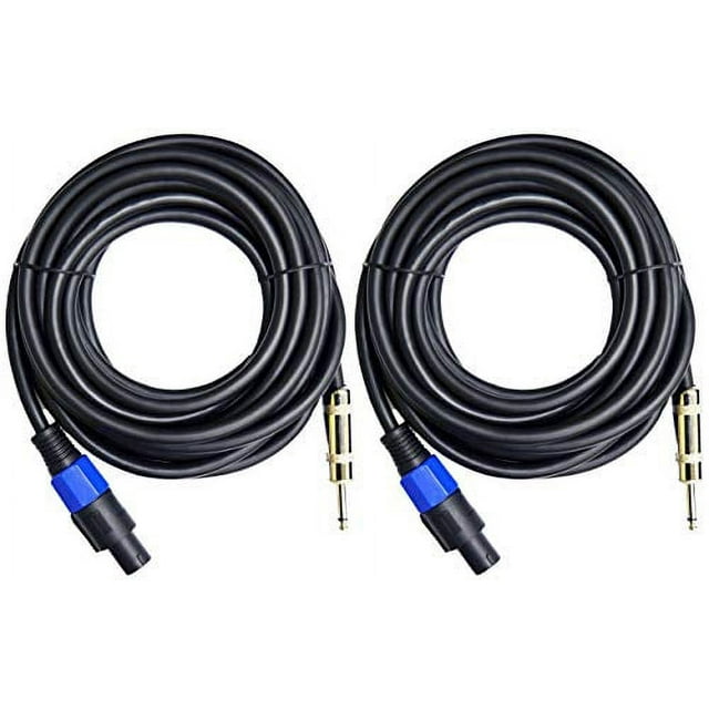 Ignite Pro 2X Speakon to 1/4" 25 Ft. True 12 Gauge Wire AWG DJ/Pro Audio Speaker Cable, Pair