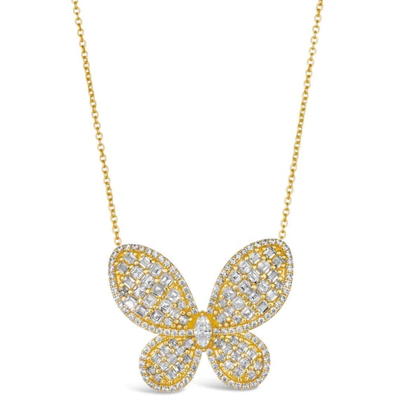 Ignite Your Passion with TheJewelryHut Designer Antique Retro Vintage-Inspired Style White Crystalline Silver Butterfly Necklace