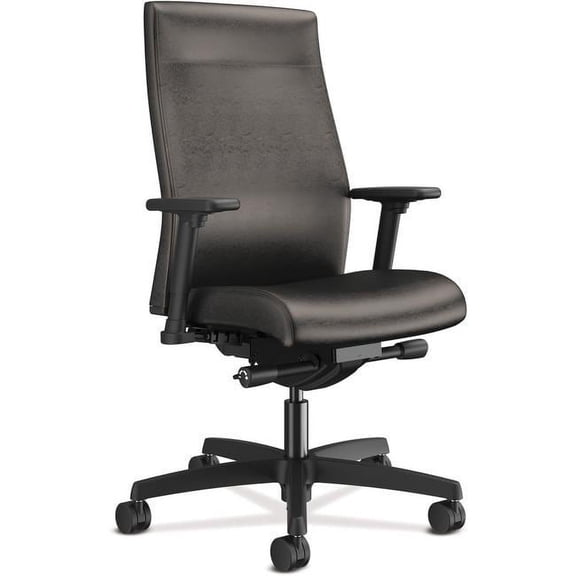 Ignition Adjustable Arms Vinyl Task Chair, Black