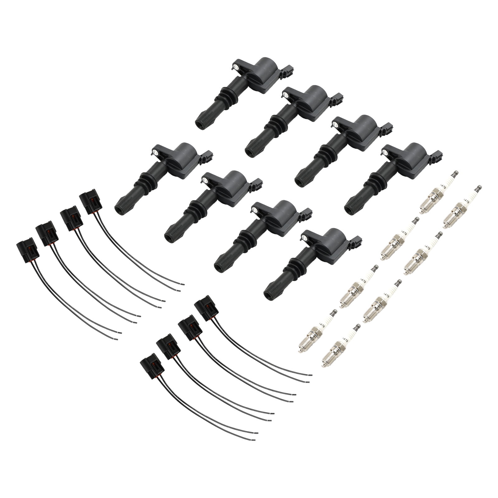 Ignition Coil + Spark Plug + Connector Set (8X) FD508/DG511 for Ford ...