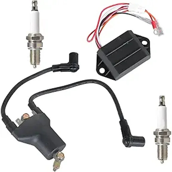 Ignition Coil CDI Box And Spark Plugs Kit Replacement, Replaces 26652-G01 72562-G01, Fits 1996-1998 4-Cycle Golf Cart Applications, Aftermarket Replacement
