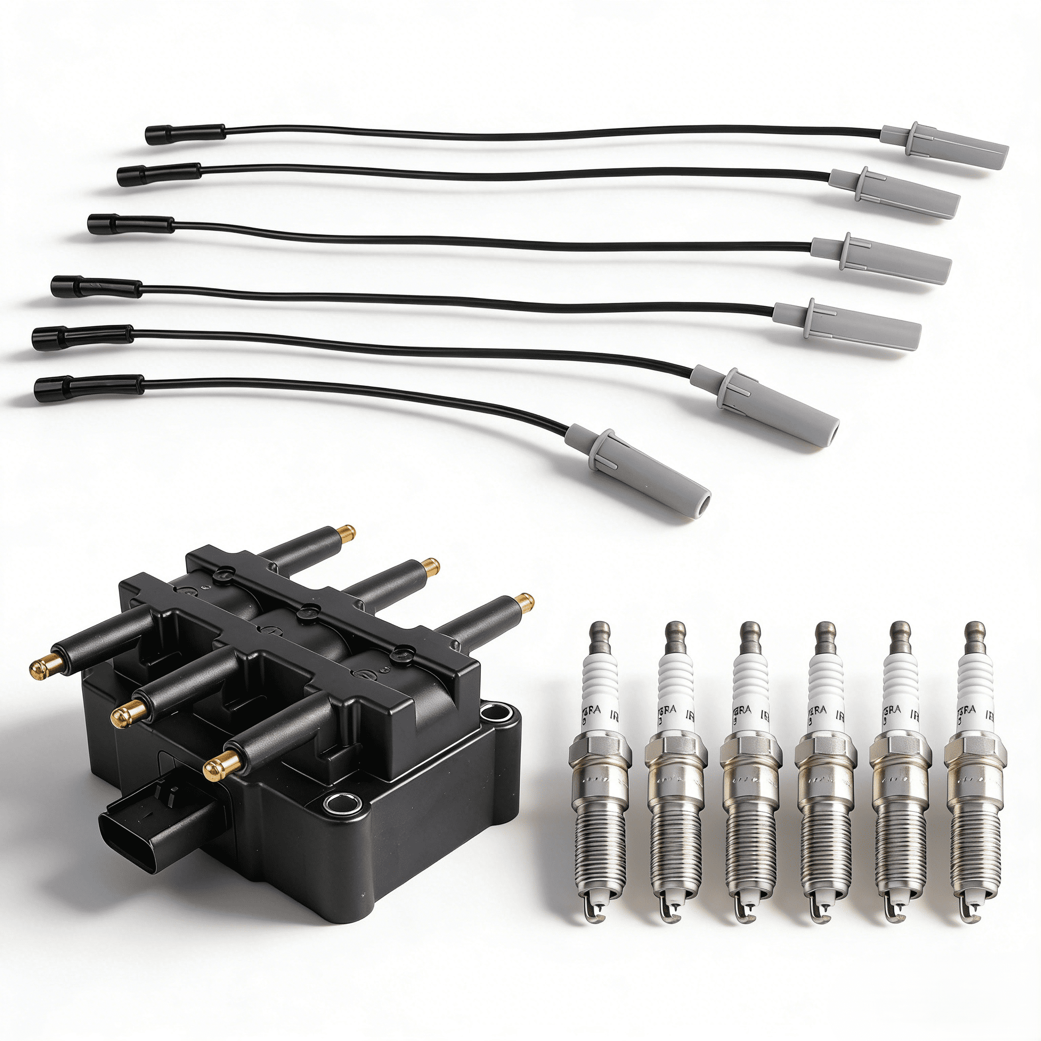 Ignition Coil Component Pack with Spark Plugs and Wires Set Fit for Chrysler Town and Country 2001-2010 Replacement UF305, 56032520AB
