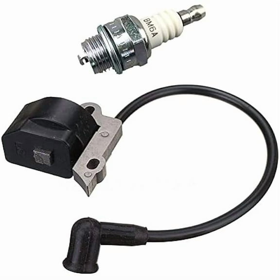 Ignition Coil Module with Spark Plug Replacement, For Poulan Pro PP4218AV PP3516AV Chainsaw, Replaces Parts Number 545115801, Verify Fit