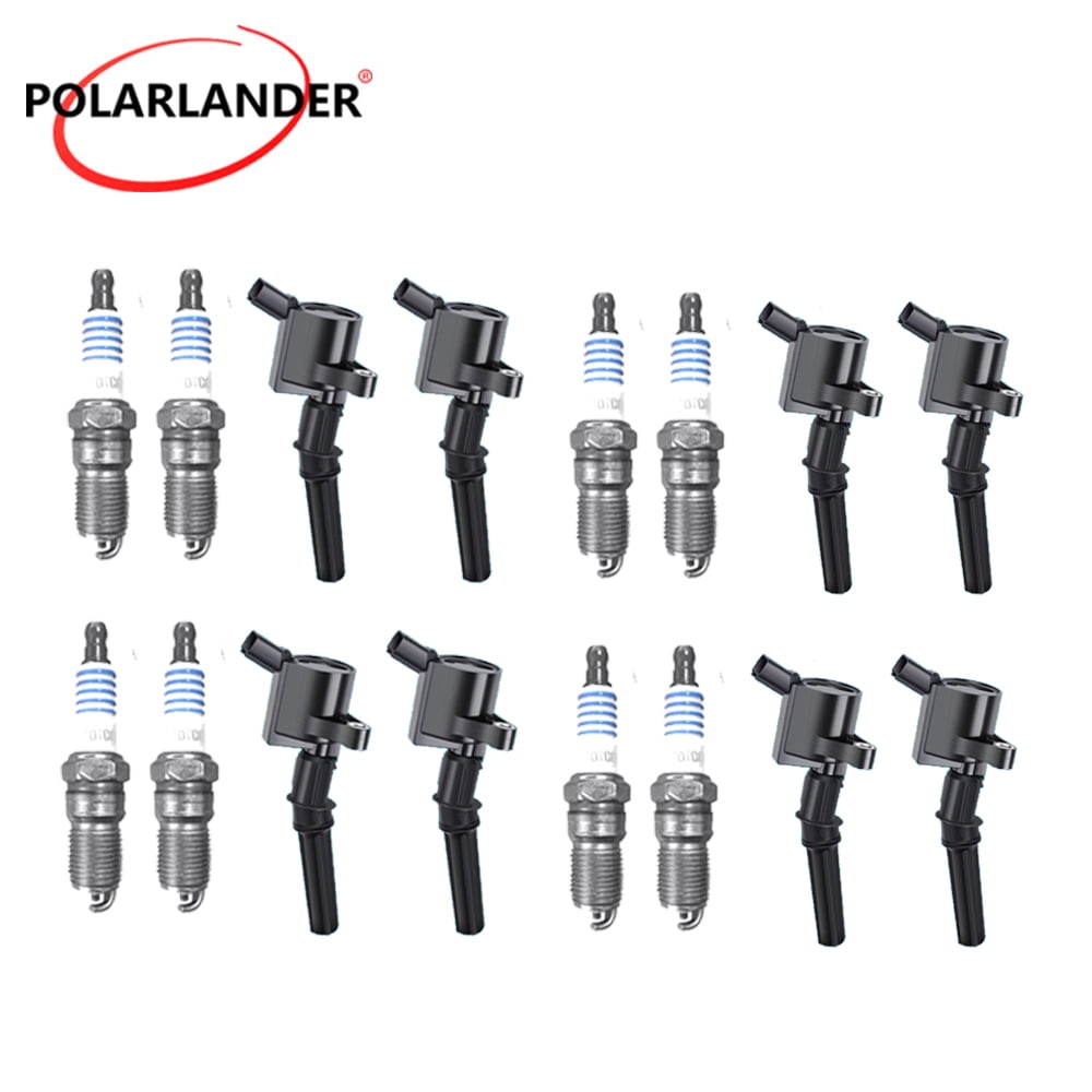 Ignition Coil Pack DG508 and Motorcraft SP413 Spark Plugs Set – 8-Piece Replacement for Ford F-150, Mustang, Expedition, Explorer, Crown Victoria 4.6L V8 (1998–2011)