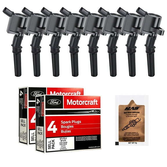 Set of 8 Ignition Coils DG508 & Motorcraft Spark Plugs SP479 for Ford F-150 F-250 Crown Victoria Expedition Mustang Lincoln Mercury Explorer 4.6L 5.4L V8  & Free Gift Anti-Seize Lubricant(5g)