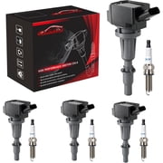 Ignition Coil Pack UF764 & Double Iridium Spark Plugs 93175 Compatible with 2015-2019 Hyundai Sonata Santa Fe Tucson Genesis Kia Optima Sorento Sportage Stinger 2.0L 2.4L
