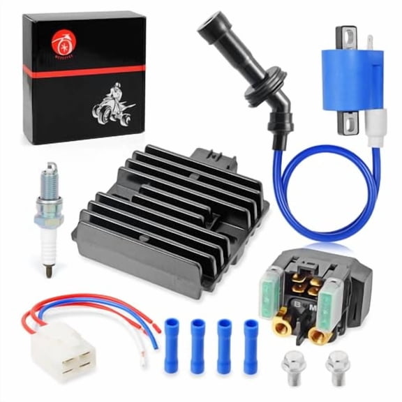 Ignition Coil Pack & Voltage Regulator Rectifier Starter Relay Spark Plugs Compatible with Yamaha Grizzly 660 YFM660F 2002-2008$$Vehicle Parts & Accessories