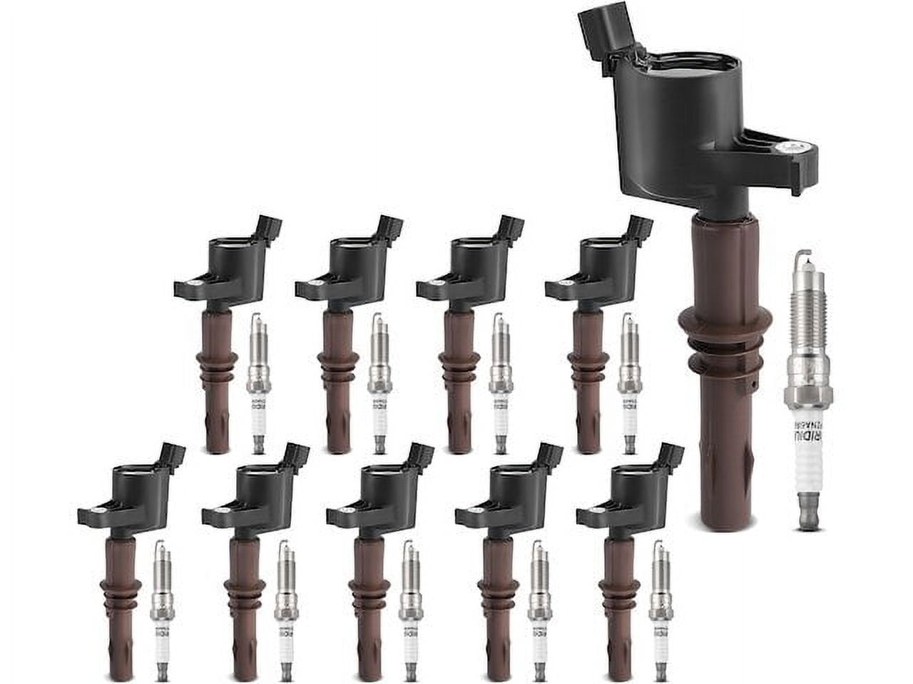 Ignition Coil Set with Spark Plugs 10 - Compatible with 2007 - 2009, 2011 - 2019 Ford F-53 Motorhome Chassis Base Motorhome - Stripped Chassis 6.8L V10 - Autopart Premium