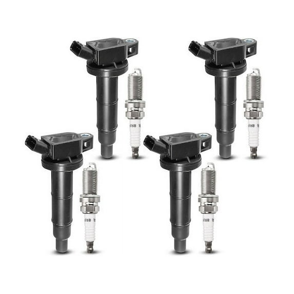 Ignition Coil Set with Spark Plugs 4 - Compatible with 2009 - 2010 Pontiac Vibe Wagon 2.4L 4-Cylinder - Autopart Premium