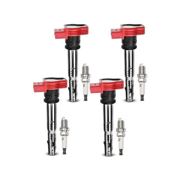 Ignition Coil Set with Spark Plugs 4 - Compatible with 2010 - 2017 Audi Q5 - Autopart Premium