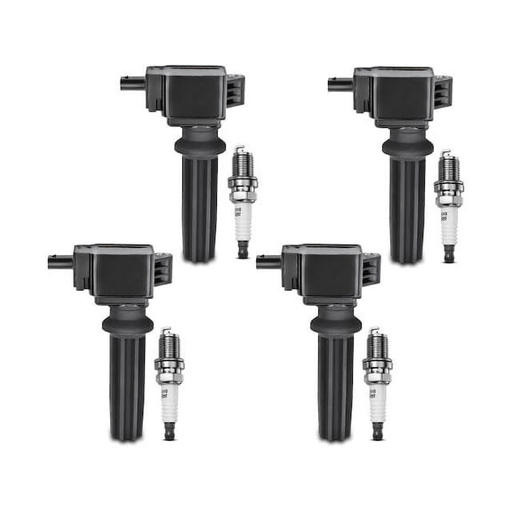 Ignition Coil Set with Spark Plugs 4 - Compatible with 2012 - 2013 Ford Explorer 2.0L 4-Cylinder - Autopart Premium