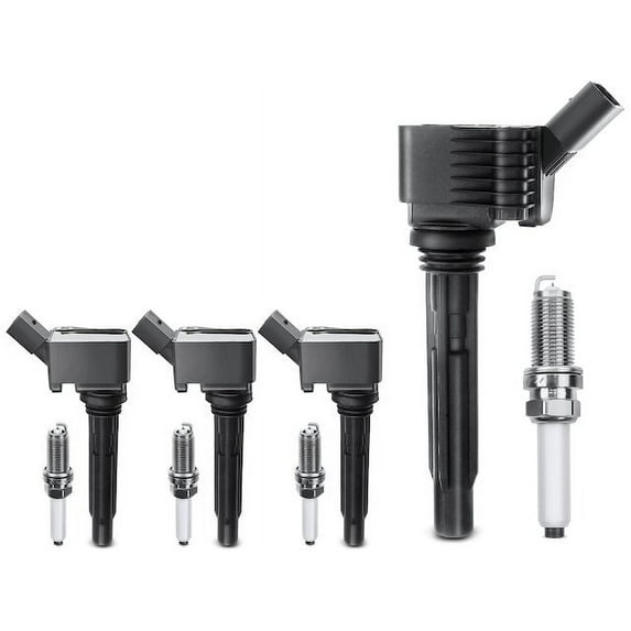 Ignition Coil Set with Spark Plugs 4 - Compatible with 2014 - 2018 Volkswagen Jetta 2015 2016 2017