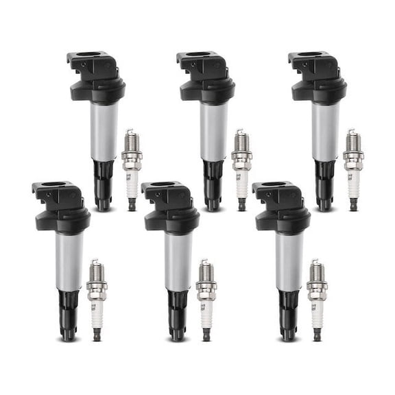Ignition Coil Set with Spark Plugs 6 - Compatible with 2003 - 2005 BMW 330i 3.0L 6-Cylinder - Autopart Premium