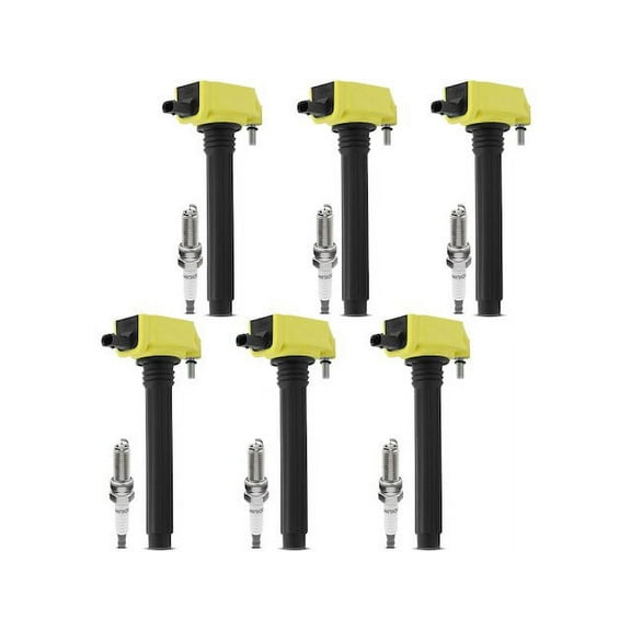 Ignition Coil Set with Spark Plugs 6 - Compatible with 2011 - 2020 Dodge Grand Caravan 3.6L V6 2012 2013 2014 2015 2016 2017 2018 2019