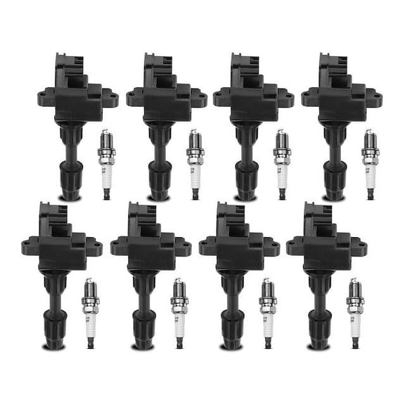 Ignition Coil Set with Spark Plugs 8 - Compatible with 1997 - 2001 INFINITI Q45 4.1L V8 1998 1999 2000