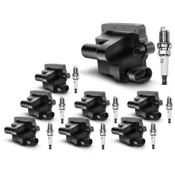 Ignition Coil Set with Spark Plugs 8 - Compatible with 1999 - 2006 Chevy Silverado 1500 2000 2001 2002 2003 2004 2005