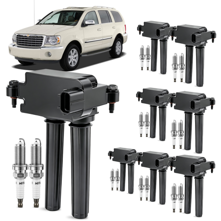 Ignition Coil Set with Spark Plugs 8 - Compatible with 2007 - 2009 Chrysler Aspen 5.7L V8