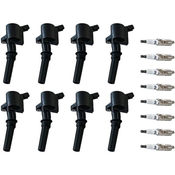Ignition Coil Set with Spark Plugs - Compatible with 2000 - 2005 Ford Excursion 5.4L V8 - Replacement