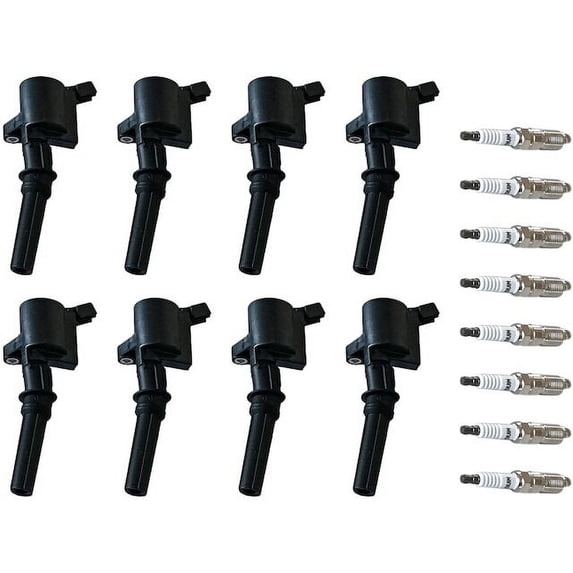 Ignition Coil Set with Spark Plugs - Compatible with 2000 - 2005 Ford Excursion 5.4L V8 - Replacement
