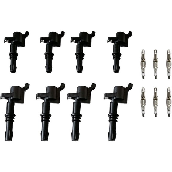 Ignition Coil Set with Spark Plugs - Compatible with 2006 - 2008 Lincoln Mark LT Base Crew Cab Pickup 5.4L V8 - Replacement