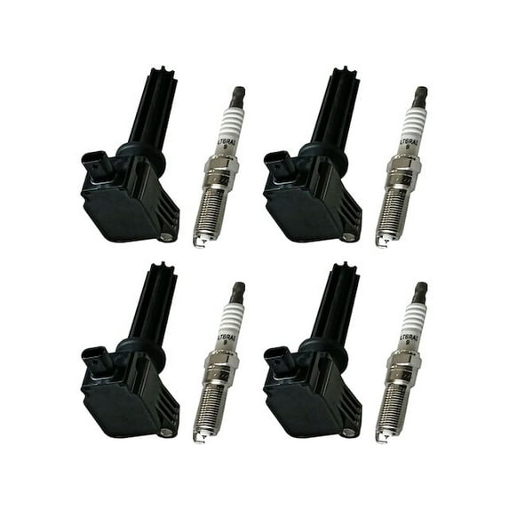 Ignition Coil Set with Spark Plugs - Compatible with 2013 - 2016 Lincoln MKT 2.0L 4-Cylinder - Replacement