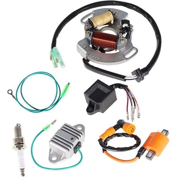Ignition Coil, Spark Plug, CDI, Regulator and Stator Replacement Compatible with Yamaha Blaster YFS200 19972001, Electrical System Support for ATV Riding and Maintenance