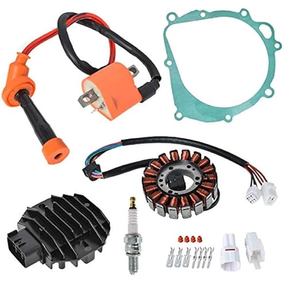 Ignition Coil Spark Plug Regulator Rectifier and Stator Replacement Compatible with Quadsport Z400 LTZ400 2x4 20032008, Electrical System Support for ATV Riding and Maintenance