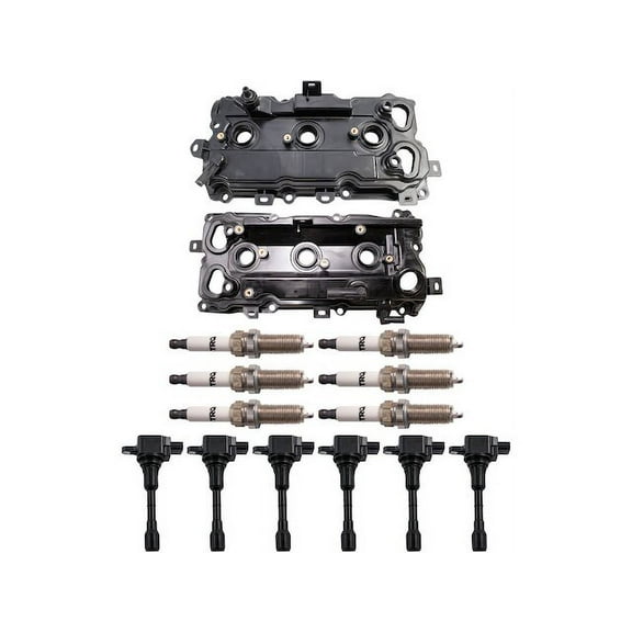 Ignition Coil Spark Plug Valve Cover Kit 14 Piece - Compatible with 2009 - 2014, 2016 - 2019 Nissan Maxima 2010 2011 2012 2013 2017 2018