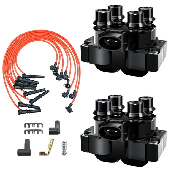 Ignition Coil & Spark Plug Wire Fits Ford E-150 Explorer Lincoln Town Car 4.6L 2.0L Replaces FD487 DG530
